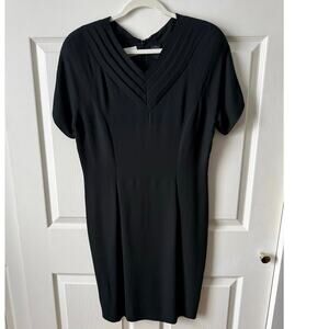 Vintage 80s Capagallo Black Structured Dress Size 12 | Power Dressing Boardroom